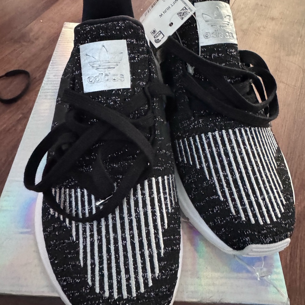 Adidas Black and White Knit Sneakers